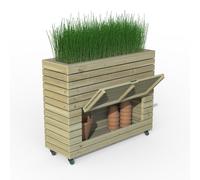 Forest Garden Linear Planter - Tall w/ Wheels, Brown