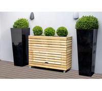 Forest Garden Linear Tall Wooden Garden Planter With Storage And Wheels 1.2M
