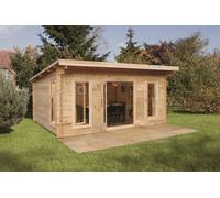 Forest Garden Mendip 5.0m x 4.0m Pent Double Glazed Log Cabin (34kg Polyester Felt With Underlay)