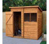 Forest Garden Overlap 6X4 Ft Pent Wooden Dip Treated Shed With Floor & 2 Windows