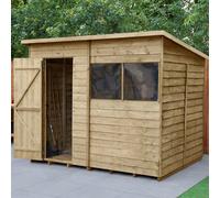 Forest Garden Overlap 8X6 Ft Pent Wooden Pressure Treated Shed With Floor & 2 Windows