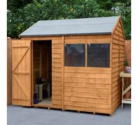 Forest Garden Overlap 8X6 Ft Reverse Apex Wooden Dip Treated Shed With Floor & 2 Windows