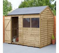 Forest Garden Overlap 8X6 Ft Reverse Apex Wooden Pressure Treated Shed With Floor & 2 Windows