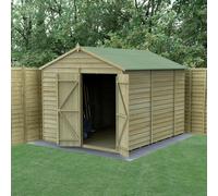 10' x 8' Forest 4Life 25yr Guarantee Overlap Pressure Treated Windowless Double Door Apex Wooden Shed (3.01m x 2.61m)