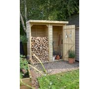 5'12 x 2'10 Forest Pent Medium Overlap Logstore with Tool Storage (1.8m x 0.9m)