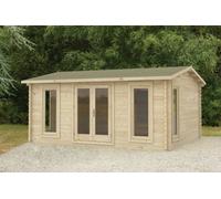 Forest Garden Rushock 5.0M X 4.0M Log Cabin - Apex Roof, Double Glazed 24Kg Polyester Felt, No Underlay