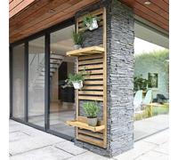 Forest Garden Slatted Tall Wall Planter 2 Shelves - Pressure Treated - 5'11