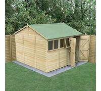 10' x 10' Forest Timberdale 25yr Guarantee Tongue & Groove Pressure Treated Double Door Reverse Apex Shed (3.21m x 3.05m)