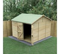 Forest Garden Timberdale 10X10 Reverse Apex Shed - Double Door - No Windows