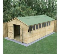20' x 10' Forest Timberdale 25yr Guarantee Tongue & Groove Pressure Treated Double Door Apex Shed (3.21m x 6.00m)