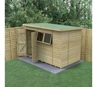 Forest Garden Timberdale 10x6 Pent Shed - Double Door - 2 Window - 2 Opening, Brown