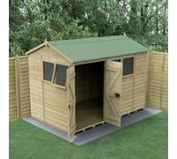 Forest Garden Timberdale 10X6 Reverse Apex Shed - Double Door - 4 Window - 1 Opening - With Base