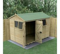 Forest Garden Timberdale 10X6 Reverse Apex Shed - Double Door - 4 Window - 2 Opening - With Base