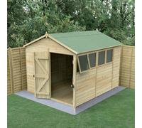 Forest Garden Timberdale 10X8 Apex Shed - Double Door - 4 Windows - 1 Opening - With Base