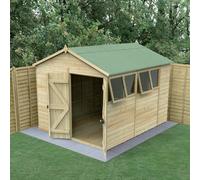 Forest Garden Timberdale 10X8 Apex Shed - Double Door - 4 Windows - 2 Opening - With Base