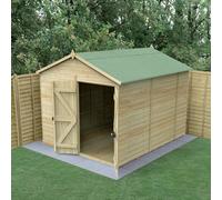 Forest Garden Timberdale 10X8 Apex Shed - Double Door - No Windows - With Base