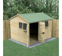 Forest Garden Timberdale 10X8 Reverse Apex Shed - Double Door - 4 Window - 2 Opening