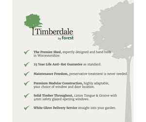 Forest Garden Timberdale 12 x 8 Apex Double Door Shed (Home Delivery)