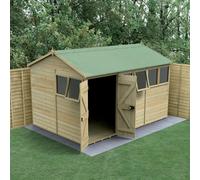 Forest Garden Timberdale 12X8 Reverse Apex Shed - Double Door - 6 Window - 2 Opening