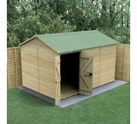 12' x 8' Forest Timberdale 25yr Guarantee Tongue & Groove Pressure Treated Windowless Double Door Reverse Apex Shed (3.64m x 2.61m)