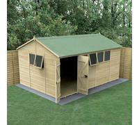 Forest Garden Timberdale 15X10 Reverse Apex Shed - Double Door - 6 Window - 2 Opening