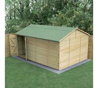 15' x 10' Forest Timberdale 25yr Guarantee Tongue & Groove Pressure Treated Windowless Double Door Reverse Apex Shed (4.53m x 3.21m)