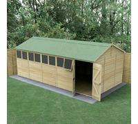 Forest Garden Timberdale 20X10 Reverse Apex Shed - Double Door - 8 Window - 1 Opening - With Base