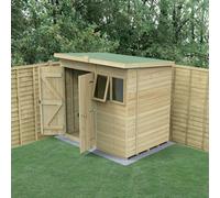 Forest Garden Timberdale 7x5 Pent Shed - Double Door - 2 Window - 1 Opening, Brown