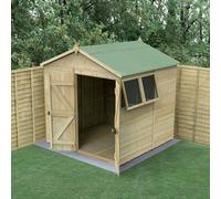 Forest Garden Timberdale 7x7 Apex Shed - Double Door - 2 Windows - 2 Opening, Brown