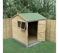 Forest Garden Timberdale 7x7 Reverse Apex Shed - Double Door - 2 Window - 1 Opening, Brown