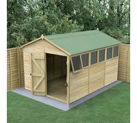 Forest Garden Timberdale 8X12 Apex Shed - Double Door - 6 Windows - 1 Opening - With Base