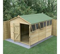 Forest Garden Timberdale 8X12 Apex Shed - Double Door - 6 Windows - 2 Opening - With Base