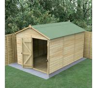 Forest Garden Timberdale 8x12 Apex Shed - Double Door - No Windows, Brown