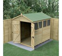 Forest Garden Timberdale 8X6 Apex Shed - Double Door - 4 Windows - 1 Opening - With Base