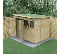 Forest Garden Timberdale 8X6 Pent Shed - Double Door - 2 Window - 1 Opening - With Base