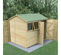 Forest Garden Timberdale 8x6 Reverse Apex Shed - Double Door - 2 Window - 1 Opening, Brown