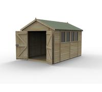 12' x 8' Forest Timberdale 25yr Guarantee Tongue & Groove Pressure Treated Double Door Apex Shed â 4 Windows (3.65m x 2.52m)