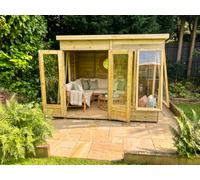 Forest Garden Timberdale Pent Summerhouse 8X6 Double Door - 4 Windows - 2 Opening