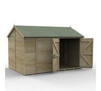 12' x 8' Forest Timberdale 25yr Guarantee Tongue & Groove Pressure Treated Windowless Double Door Reverse Apex Shed (3.65m x 2.52m)