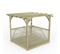 Forest Garden Ultima Wooden Garden Pergola And Decking Kit 2.4 X 2.4M With 2 X Balustrade