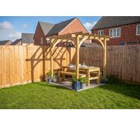 Forest Garden Dining Table and Bench Set (Home Delivery), Brown