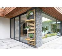 Forest Garden Wooden Slatted Wall Planter With 2 Shelfs