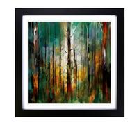 Forest Gestural Art Framed Print | 18x18 Inch Black Framed Wall Art | Ready to Hang | Eclectic Landscape Picture | Living Room Bedroom Lounge Office