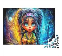 Forest Girl 1000 Piece Cardboard Jigsaw Puzzle Fun Challenging for Adults Kids 12+ Kids Beginners Teen Big-Eye Fantasy Girl Puzzle Fans Brain Teaser Game 52x38cm/1000pcs