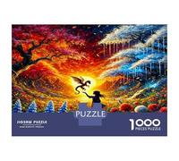Forest Girl Dragon 1000pc Premium Jigsaw Puzzle Enchanted Bond Puzzle for Adults Recycled Cardboard Family Puzzle Lovers Brain Training Holiday Activity Office Break 38x26cm/1000pcs
