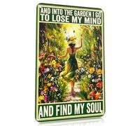 Forest Girl Tin Sign, Creative Metal Sign with Flower Patterns, Delicate Garden Signs & Plaques for Women and Girls, Vintage Wall Art for Patio, Hallway, Greenhouse and Living Room Decor