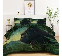 Forest Gorilla Night Sky Stars Pattern Comforter Duvet 10.5 Tog, Reversible Coverless Duvet, Soft Bedding Comforter Sets for All Seasons, Warm Quilt with 2 Pillowcases- Machine Washable 220 x 240 cm