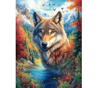 Forest Gray Wolf 500 Pcs Jigsaw Puzzles Animals And Plants Puzzles for Adults Teens Brain Game Fun Family Game Team Building Stress Reducing Autumn Thick Cardboard 500 PCS