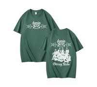 (Forest Green-2, XXL) Stray Kids Dominate Group Merchandise Printed Summer Short Sleeve Loose Pure Cotton T-Shirts