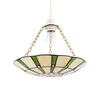 Forest Green and Pink Floral Tiffany Stained Glass Pendant Lamp Shade Happy Homewares Green One Size